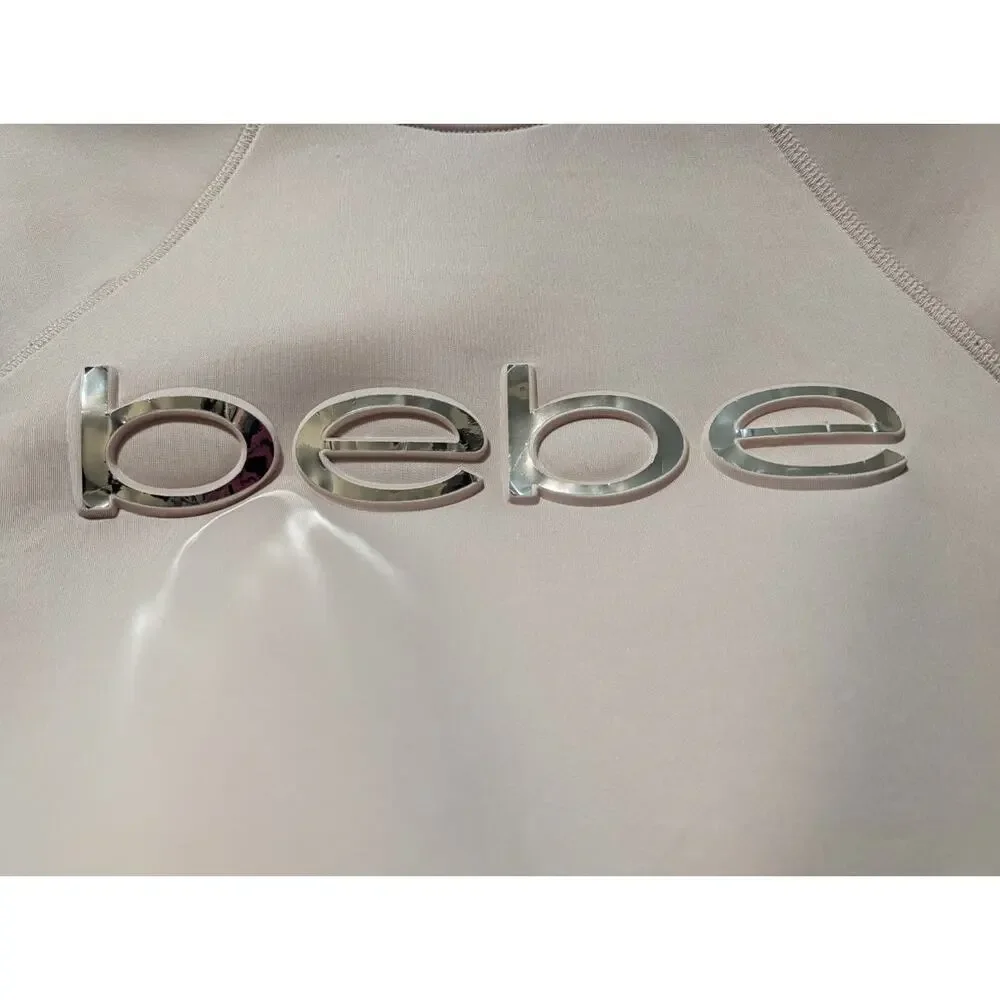 BEBE Sport SCUBA Long Sleeved Pink Sweatshirt Sweater Embossed Logo Size S